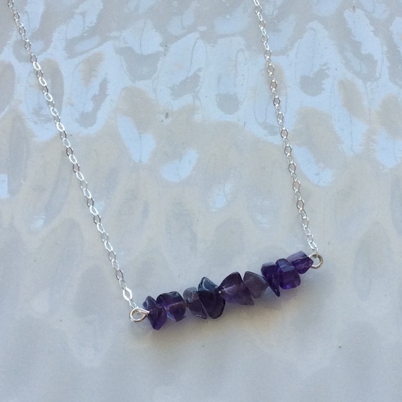 925 Sterling Silver Jewelry - Sterling Silver and Amethyst Necklace 17” inches